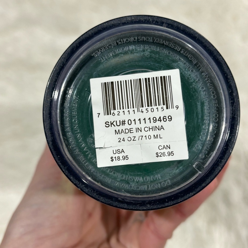 Starbucks Holiday Green Gold Glitter Iridescent Polka Dot Cold Cup Tumbler 24 oz - Picture 3 of 8